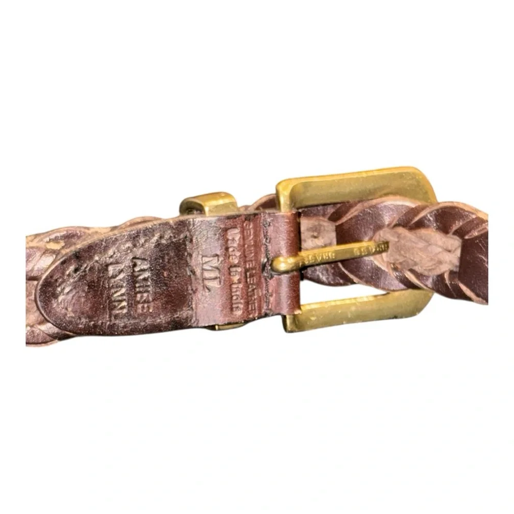 Amiee Lynn Braided Leather Belt Brown w/Brass Buckle Unisex M/L BJ2